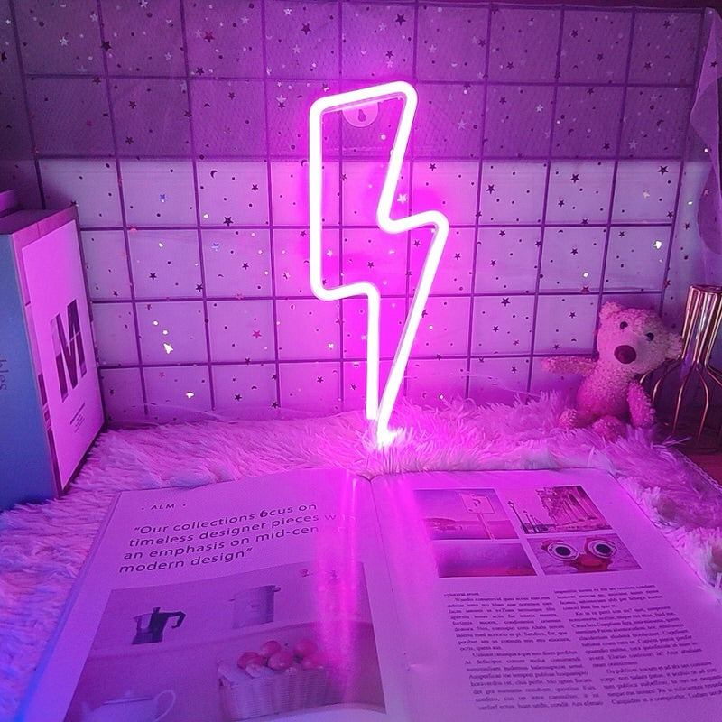 lighting bolt flash neon sign egirl aesthetic room decor roomtery