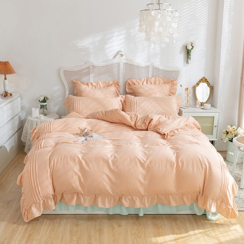 kawaii korean aesthetic ruffle bedding set roomtery