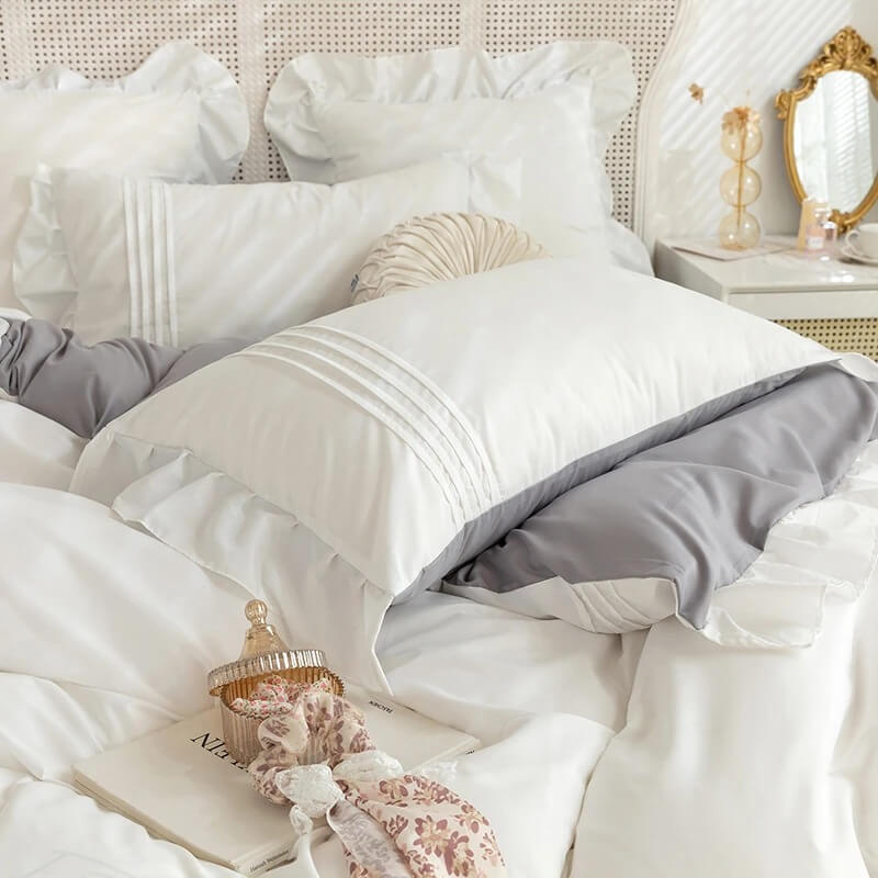 kawaii korean aesthetic ruffle bedding set roomtery