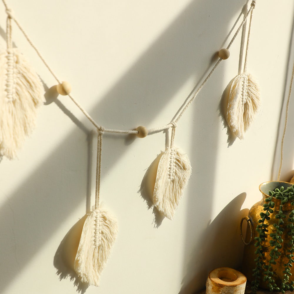 macrame leaf tassels wall hanging decor roomtery