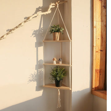 Macrame Hanging Corner Shelf