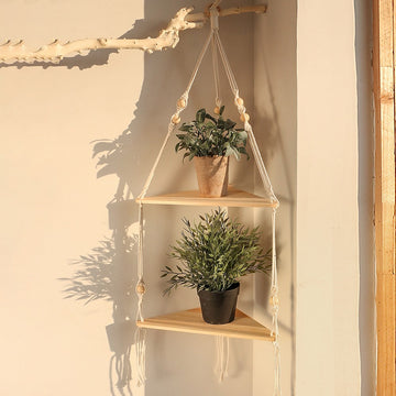 Macrame Hanging Corner Shelf