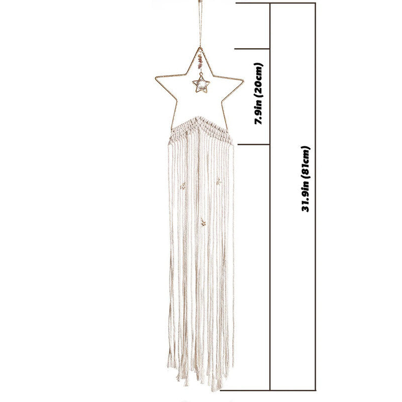macrame wall hanging star shaped dream catcher boho aesthetic room decor