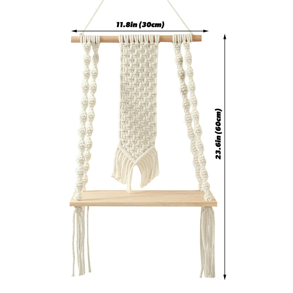 macrame wall hanging shelf boho aesthetic room decor roomtery
