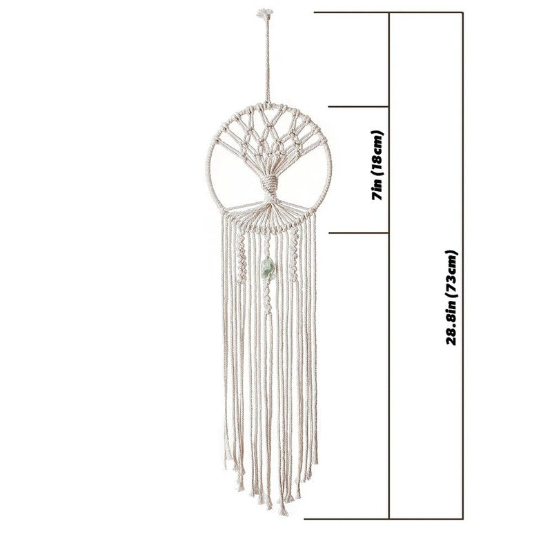 aesthetic macrame wall hanging dream catcher tree shaped inside with crystal roomtery