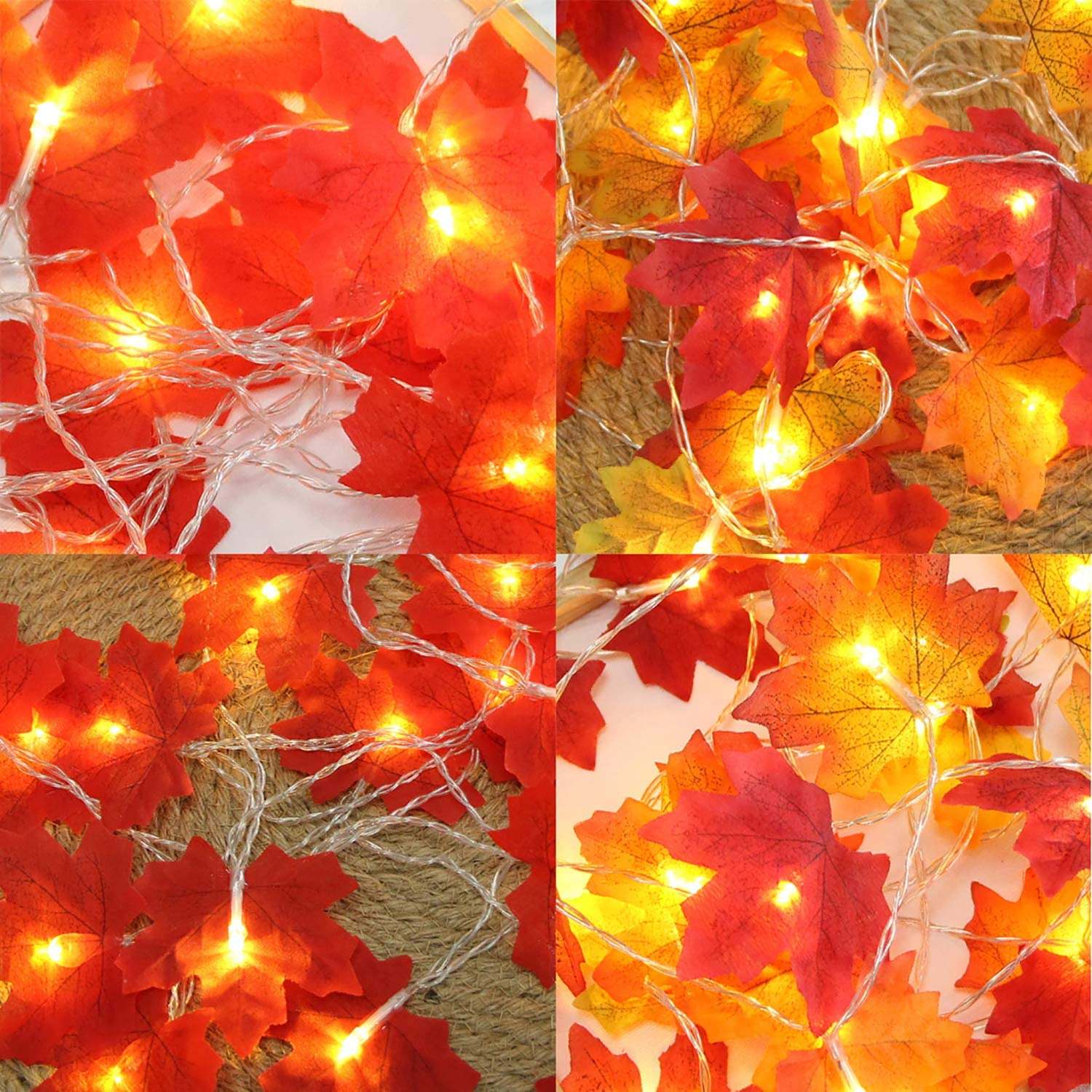 Fall Maple Leaf Garland string lights cottagecore aesthetic roomtery