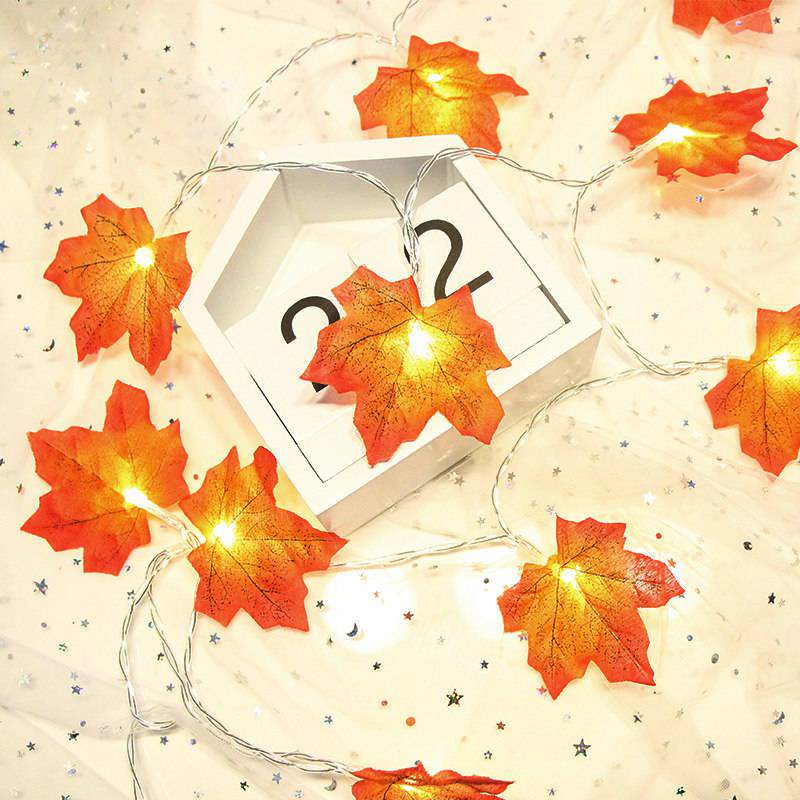 Fall Maple Leaf Garland string lights cottagecore aesthetic roomtery