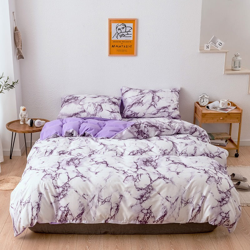 trending viral marble duvet cover bed sheets aesthetic bedding set roomtery