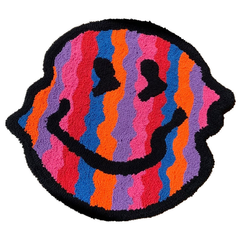 melting smiley indie aesthetic fluffy accent rug roomtery
