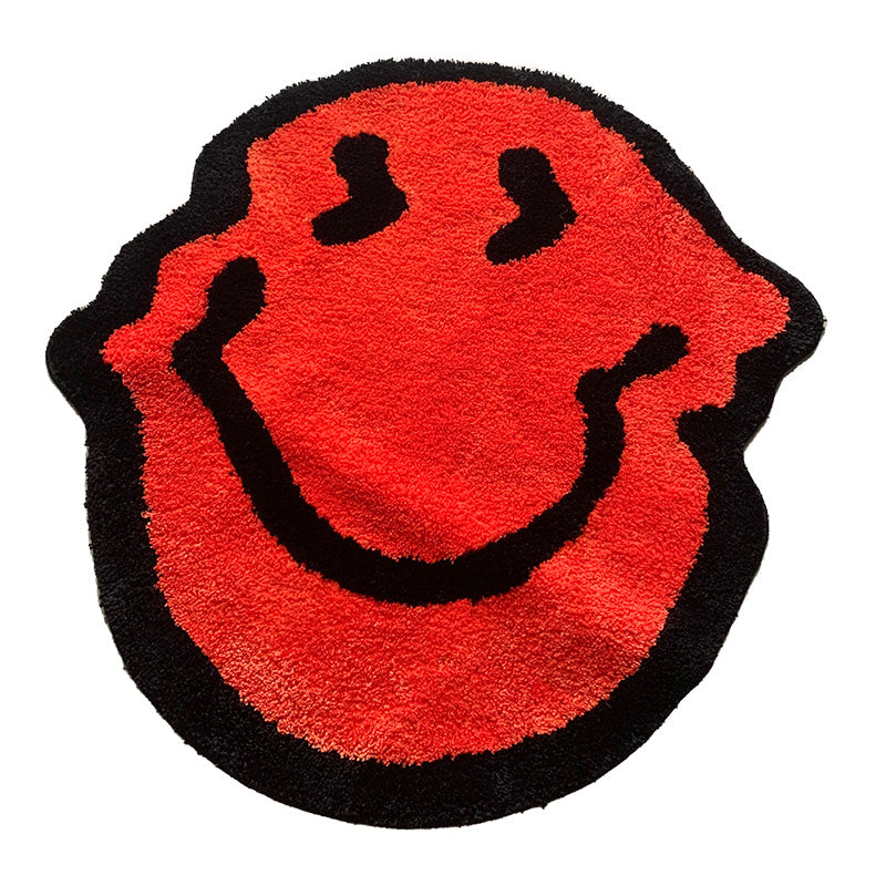 melting smiley indie aesthetic fluffy accent rug roomtery