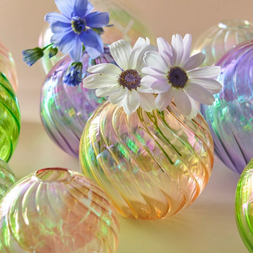 Spiral Glass Mini Ball Vase (3 Pack)