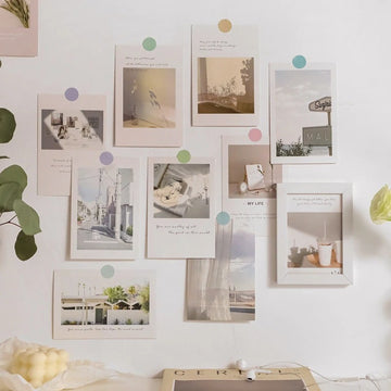 minimalist simple white wall collage cards set wall decor roomtery