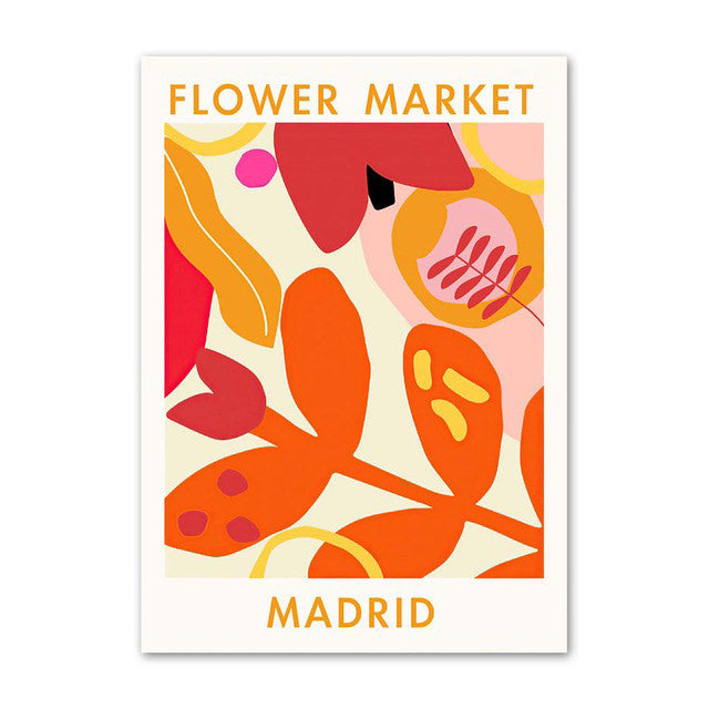 vibrant colorful flower market modern aesthetic canvas wall art prints roomtery