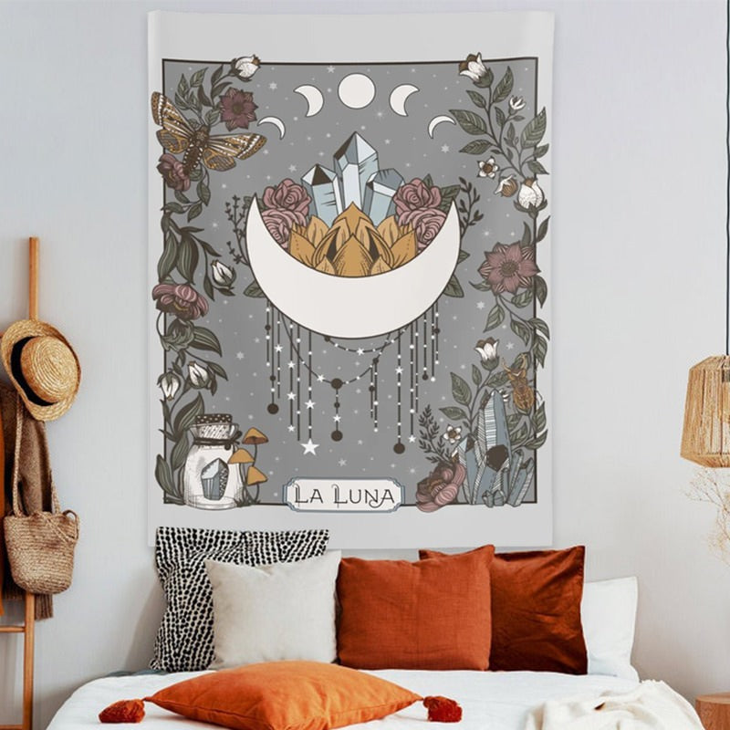 moon crystal fairycore aesthetic decor tapestry roomtery