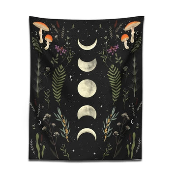 Moon Garden Mushrooms Tapestry