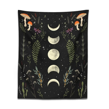 moon garden mushrooms aesthetic tapestry wall hanging decor roomtery