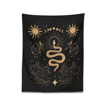 moon phases snake aesthetic tapestry wall hanging decor roomtery