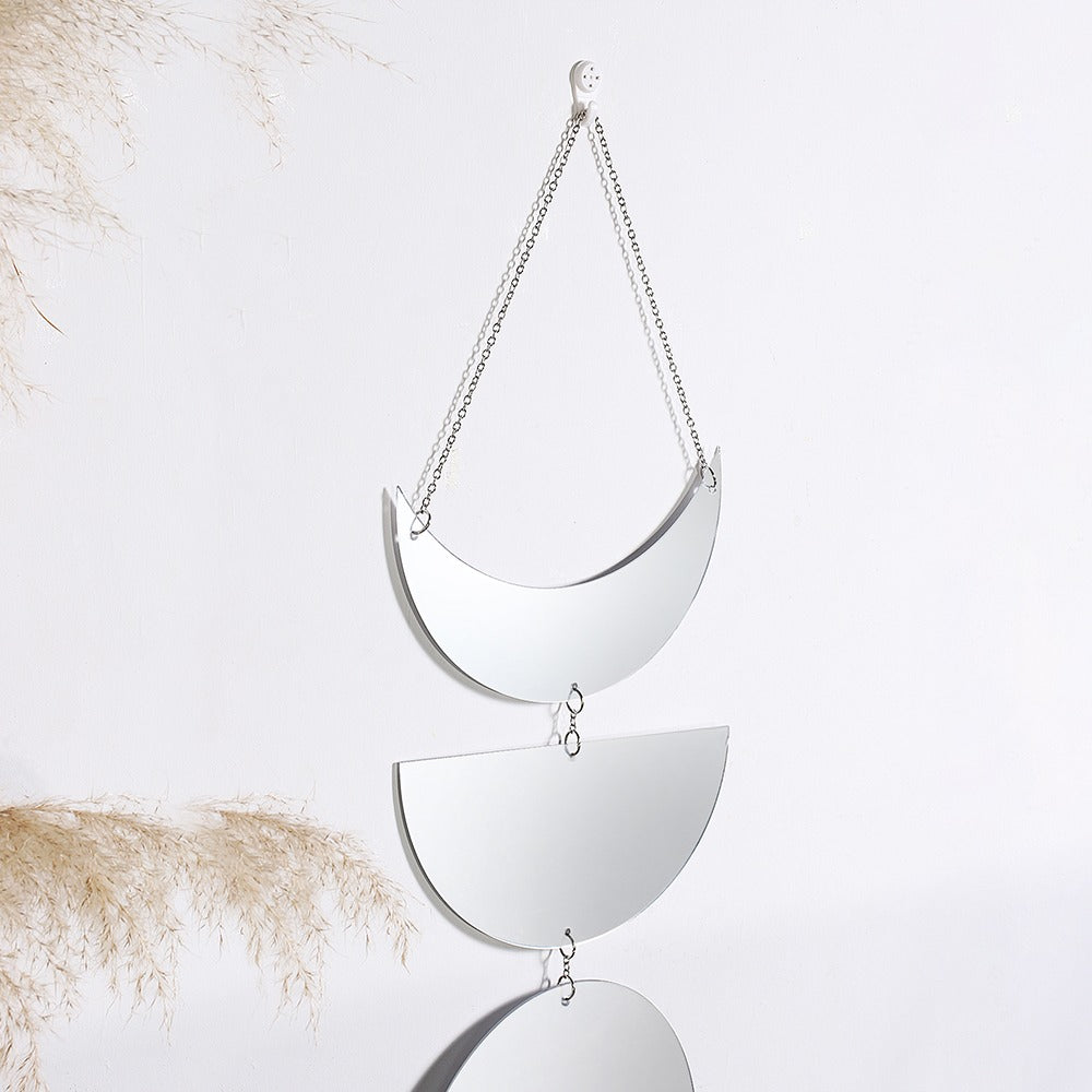 silver mirror moon phases wall decor roomtery