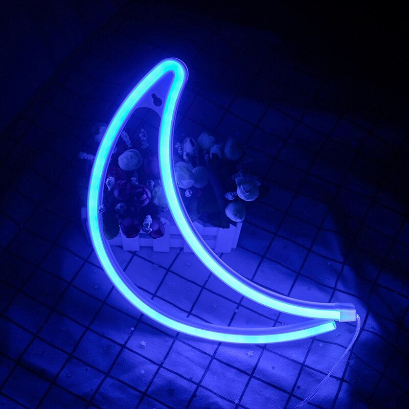wall mount moon neon sign soft aesthetic room decor roomtery