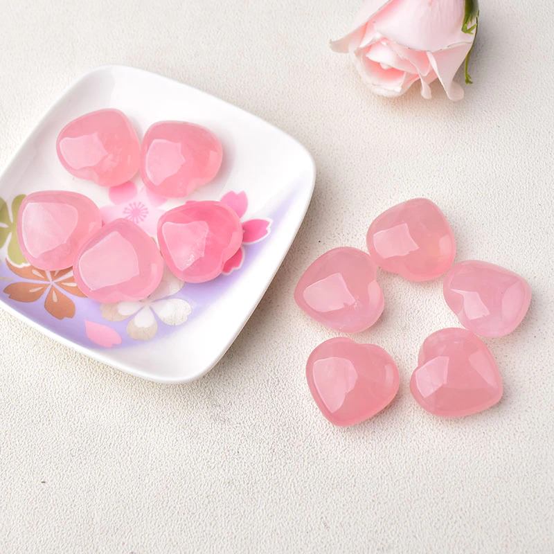 natural crystal aesthetic desk decor rose quartz heart shaped crystal aesthetic decor roomtery