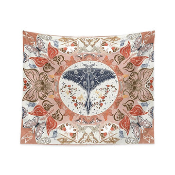 skull moth night boho aesthetic wall hanging art tapestry roomtery