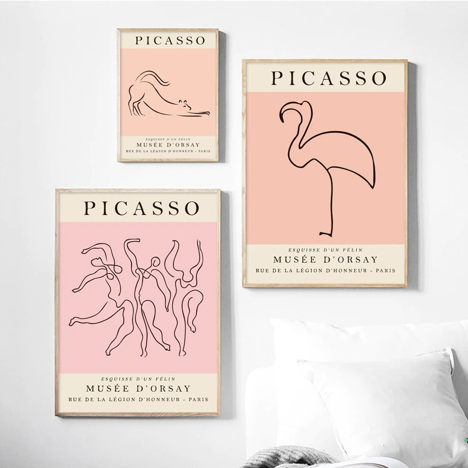 pastel color outline aesthetic art hoe canvas wall art print picasso aesthetic posters roomtery