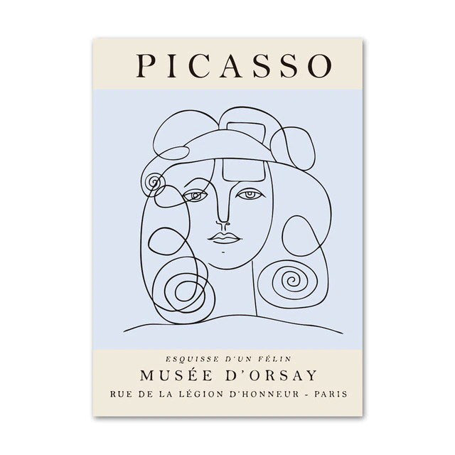 pastel color outline aesthetic art hoe canvas wall art print picasso aesthetic posters roomtery