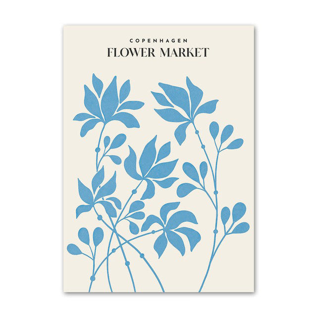 pale blue aesthetic canvas wall art pastel flower poster roomtery