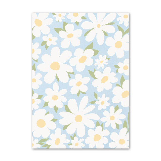pale blue aesthetic canvas wall art pastel flower poster roomtery