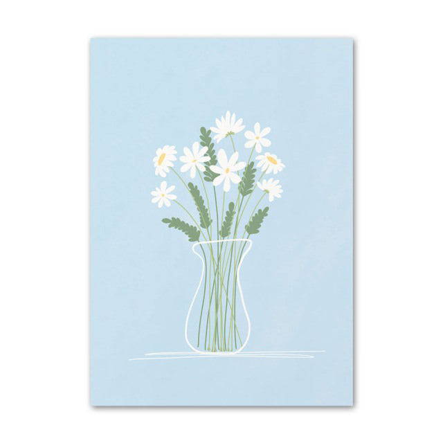 pale blue aesthetic canvas wall art pastel flower poster roomtery