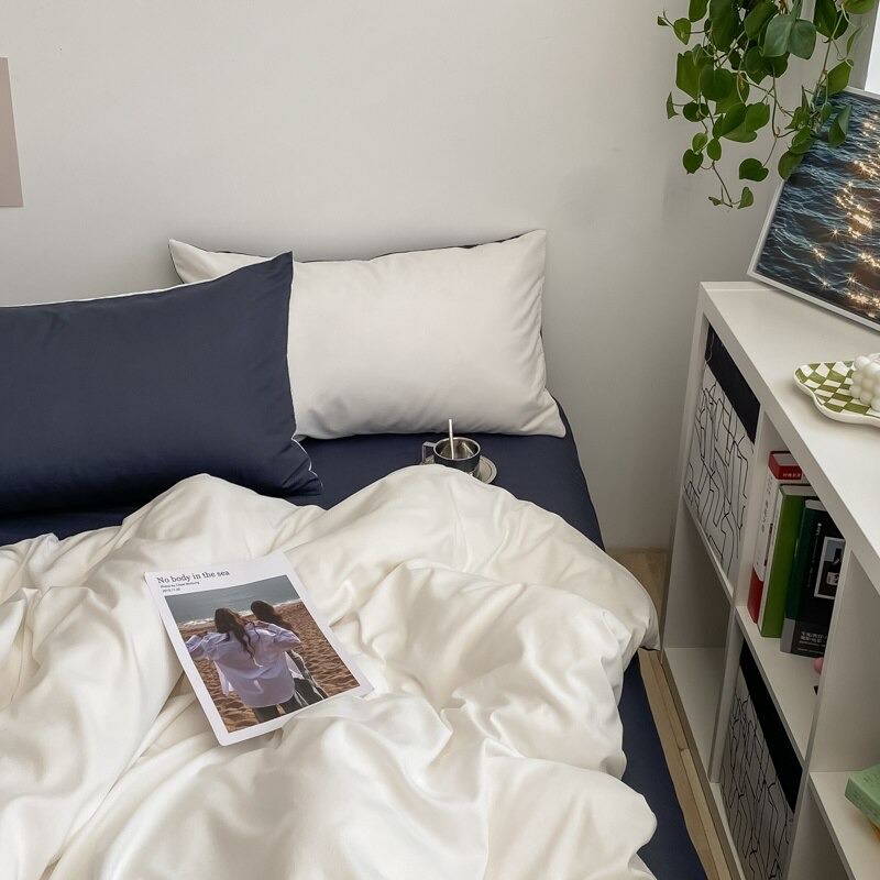 pale dusty colors plain bedding aesthetic duvet cover minimalistic sheet set roomtery