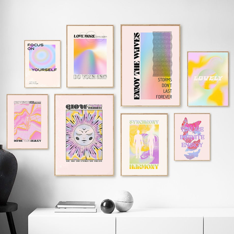 vintage pale gradient canvas wall art aesthetic posters with quotes roomtery