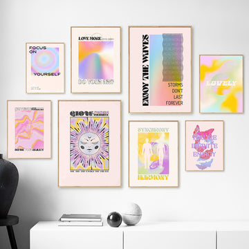 vintage pale gradient canvas wall art aesthetic posters with quotes roomtery