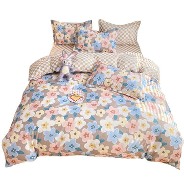 Pastel Brown Flowers Bedding Set