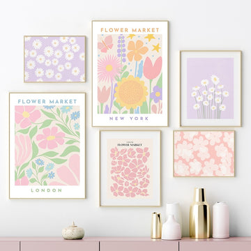 Pastel Flower Market Canvas Posters