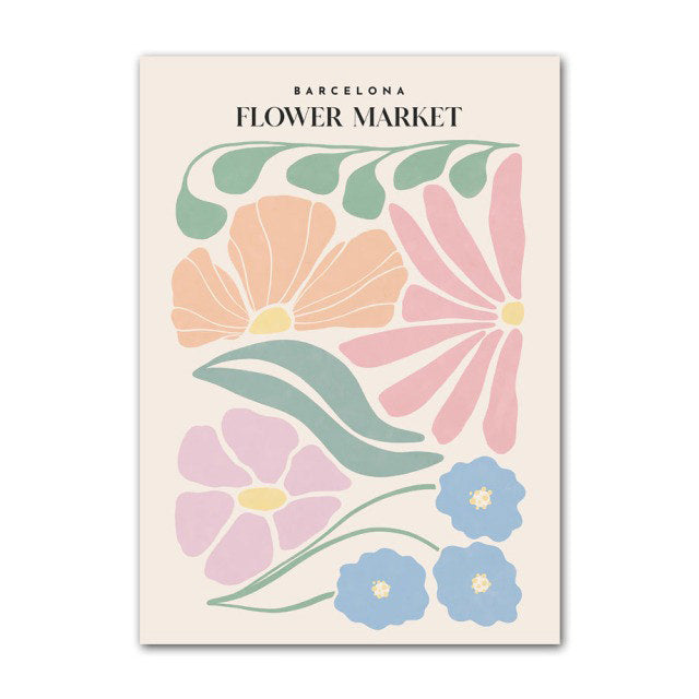 pastel aesthetic flower market canvas wall art floral print posters roomtery