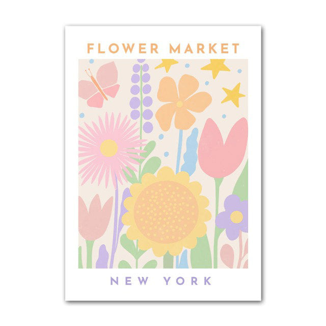 pastel aesthetic flower market canvas wall art floral print posters roomtery