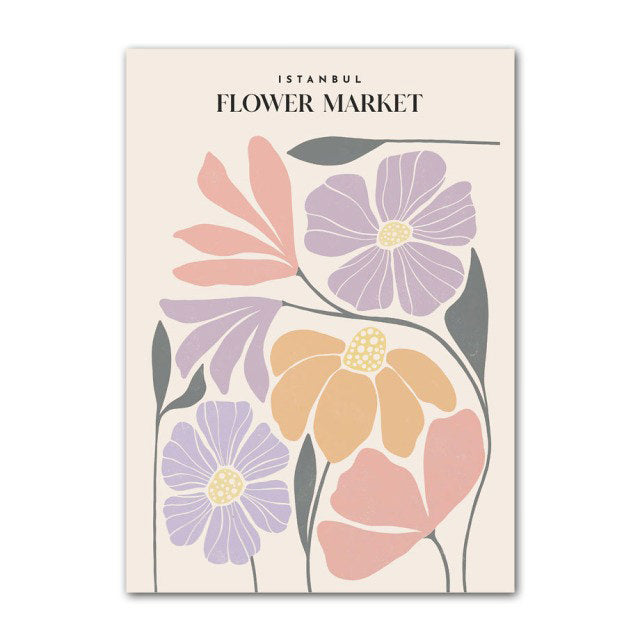 pastel aesthetic flower market canvas wall art floral print posters roomtery