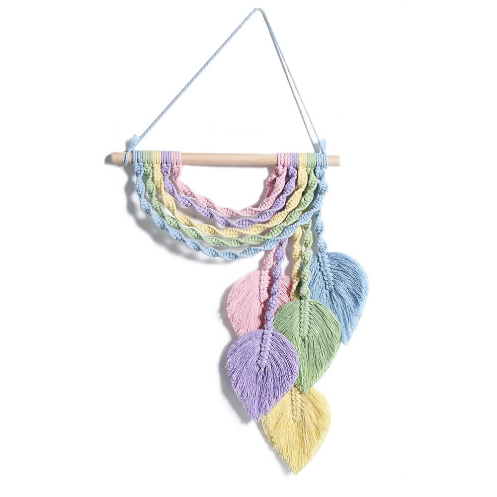 pastel color macrame tassels wall hanging decor