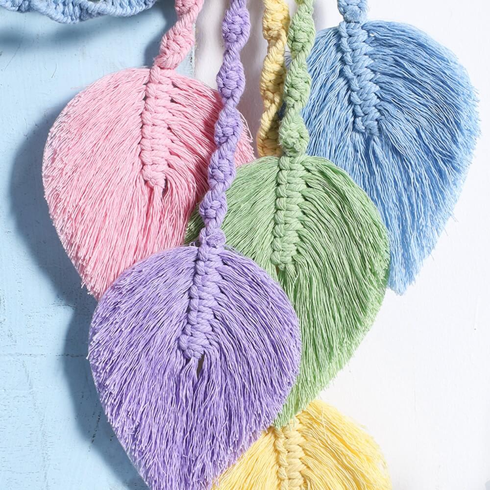 pastel color macrame tassels wall hanging decor
