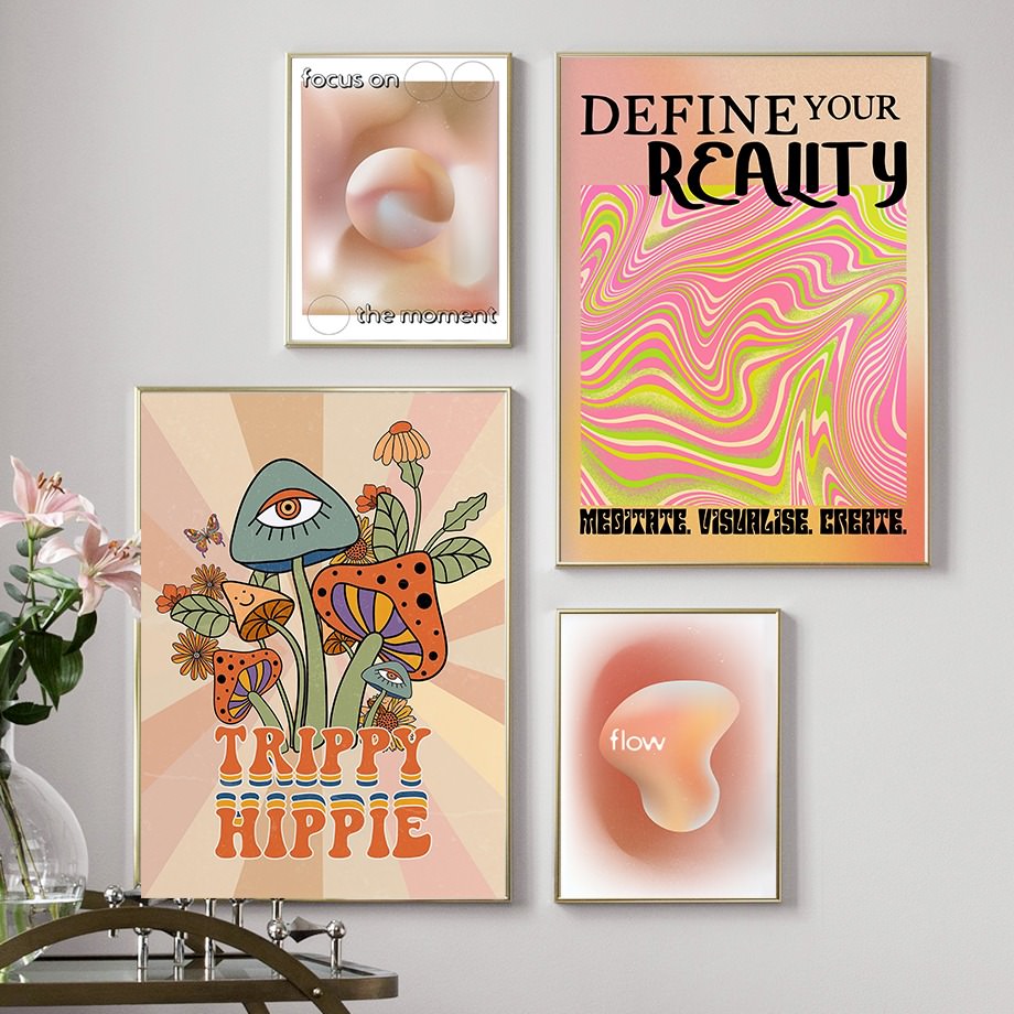 vintage pastel gradient canvas wall art aesthetic posters roomtery