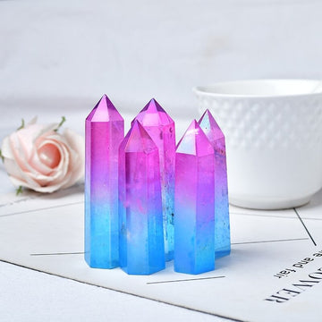 Pink and Blue Quartz Tower Crystal