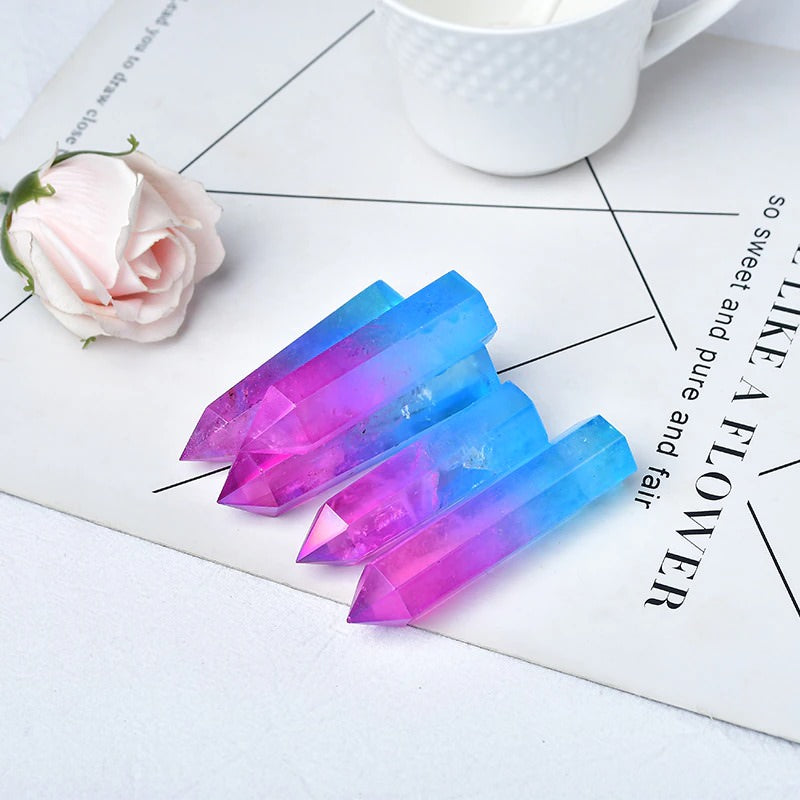 natural crystal decor pink blue color tower shaped pointer crestal aesthetic decor roomtery