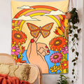 retro indie aesthetic 70s style butterfly wall hanging tapestry roomtery