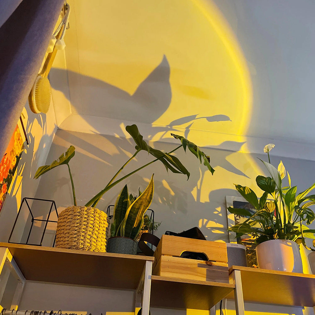 roomtery aesthetic room sunlight lamp sunset projector yellow