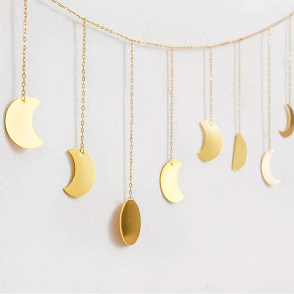moon phases aesthetic room gold wall hanging roomtery