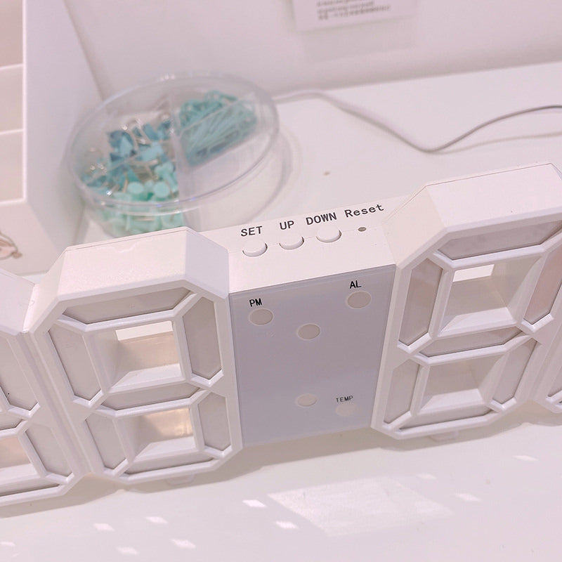 aesthetic desk decor white digital korean alarm clock