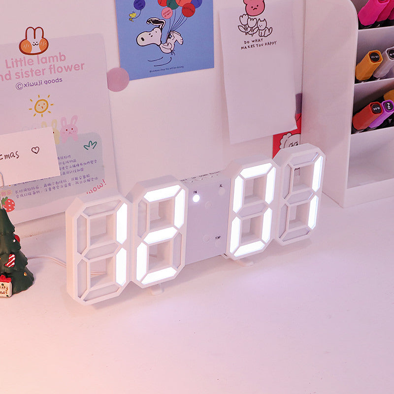 aesthetic desk decor white digital korean alarm clock