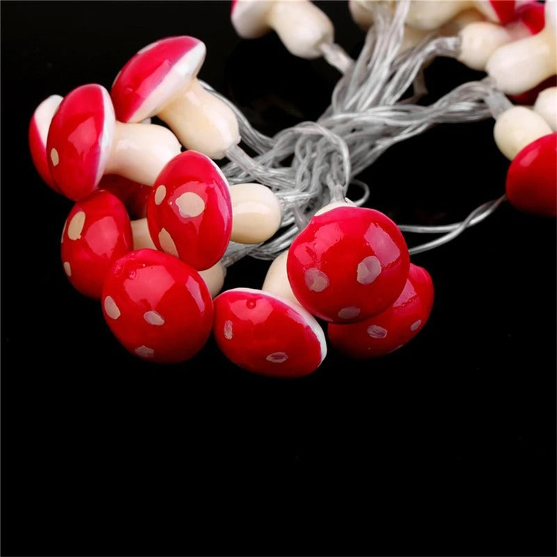 indie cottagecore aestheic room decor red mushroom dotted string lights roomtery
