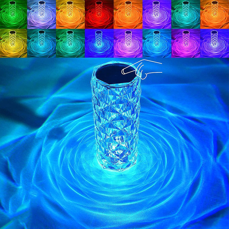rose diamond crystal led lamp sparkling night light shimmering acrylic lamp aesthetic LED light table lamp roomtery